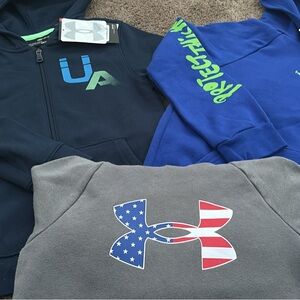 Under Armour Kids' Blue, Gray, and Navy Hoodies Lot Size S